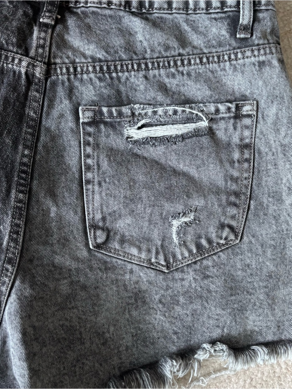 Vervet Black Two-Tone Washed Black Distressed Denim Shorts - Picture 9 of 10